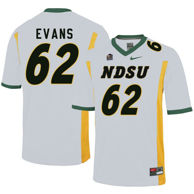 Men #62 Dylan Evans North Dakota State Bison College Football Jerseys Sale-White - Click Image to Close